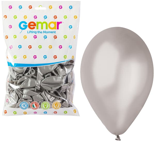 Ballon GM90 metal 10 - sølv 100 stk.