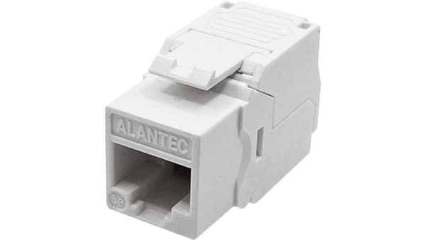 RJ45 værktøjsfri UTP kat.5e keystone modul SLIM hvid ALANTEC