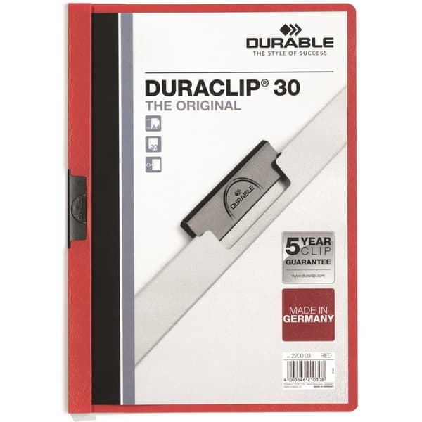 Durable Klämma Arbetsbok A4/30 ark Röd