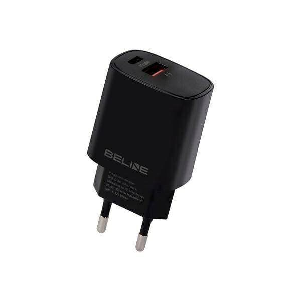 Beline Oplader 1x USB-C + 1x USB 20W sort (kun hoved) PD 3.0 + QC 3.0 BLN2CB20