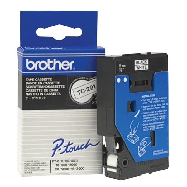 Brother lamineret tape - Sort, hvid