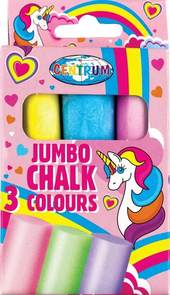 Färgglad krita Jumbo Enhörning 3st 80390