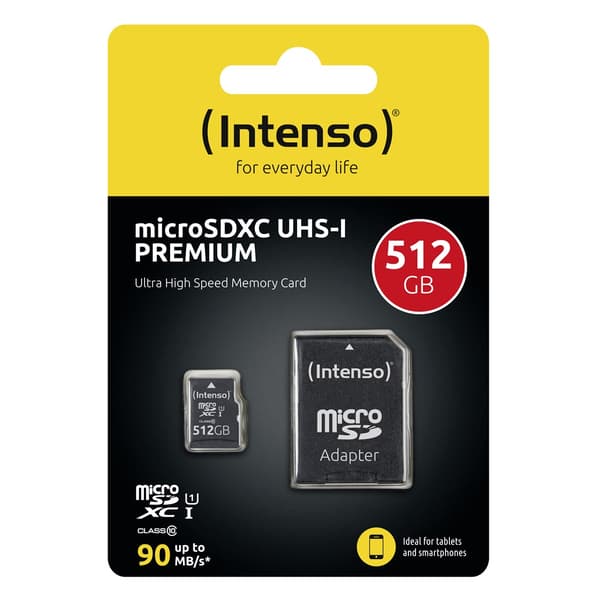 Intenso microSDXC-kort 512 GB C10 UHS-I Premium + adapter