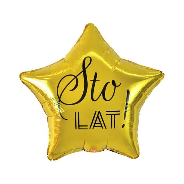 Folieballon B&C Hundred Years Star Guld, tryk sort 19\" FG-GSLC