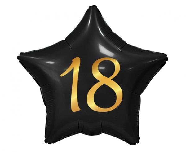 Folieballon B&C Stjerne sort “18\" guldtryk 19\" Godan
