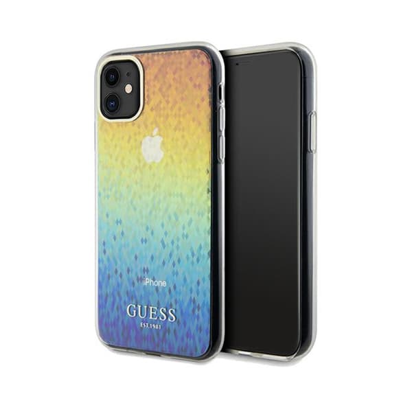 Original GUESS Hardcase GUHCN61HDECMI för iPhone 11 (IML Faceted Mirror / disco iridescent)