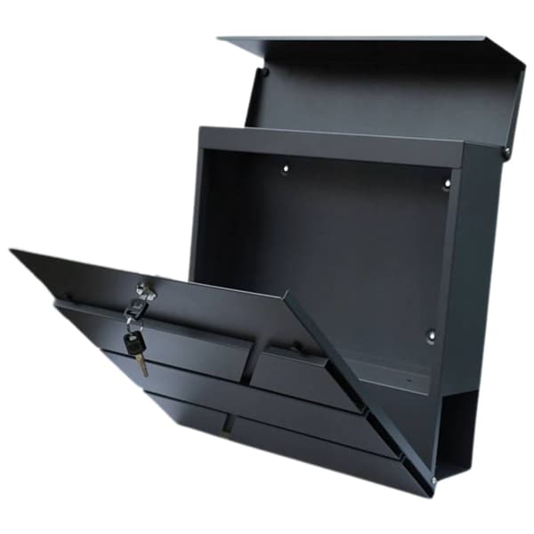 Stor postkasse til breve og aviser, antracit, 37x37x11 cm