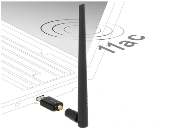 USB 3.0 Dualband WLAN-tikku (musta, ulkoisella antennilla)