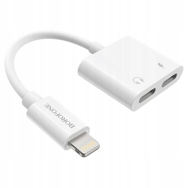Borofone Adapter BV11 Audio - Lightning til 2x Lightning - hvid
