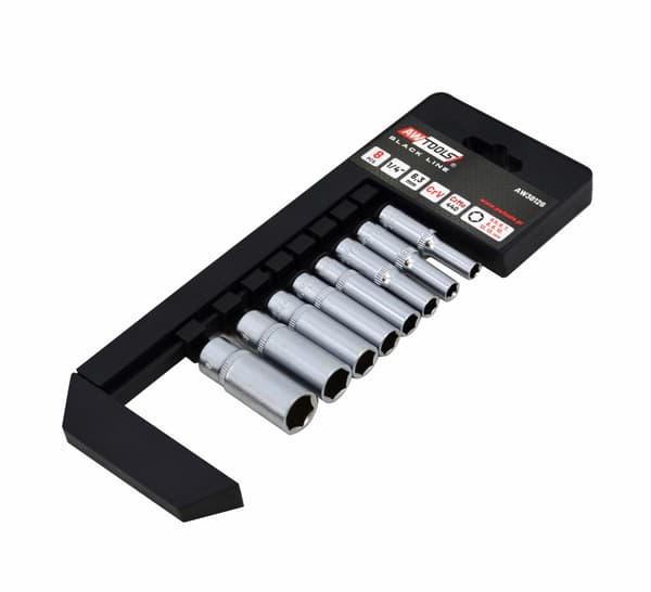 AWTOOLS LANG TOPNØGLESÆT 1/4\" SÆT 8stk/BL