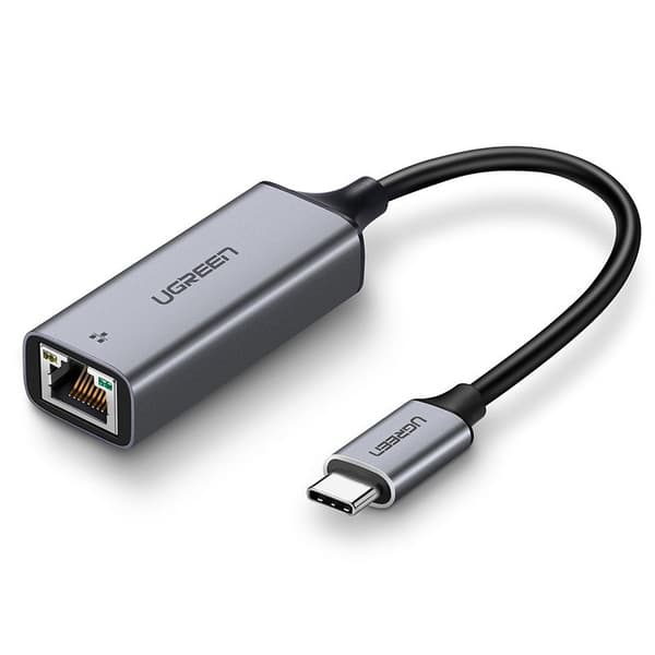 Ugreen USB-adapter USB-C til RJ45-adapter UGREEN aluminium, Gigabit Ethernet (grå)