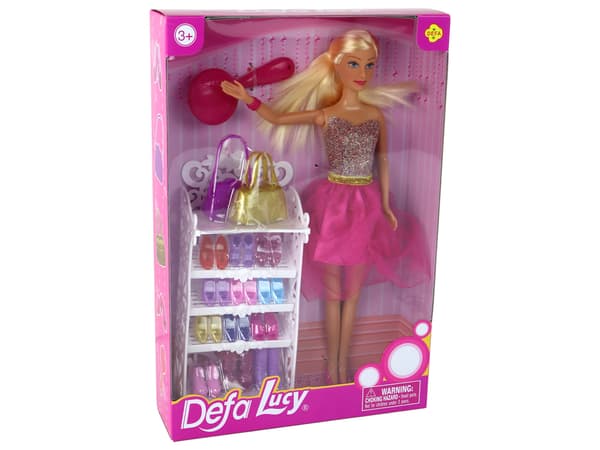 Lucy docka rosa glitterklänning + skor