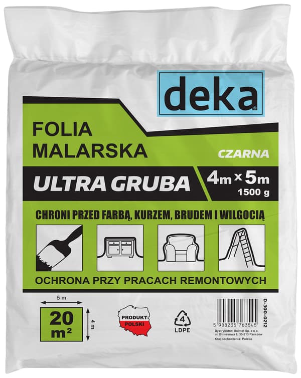 MALERFOLIE ULTRA TYK SORT 4*5M 1500G