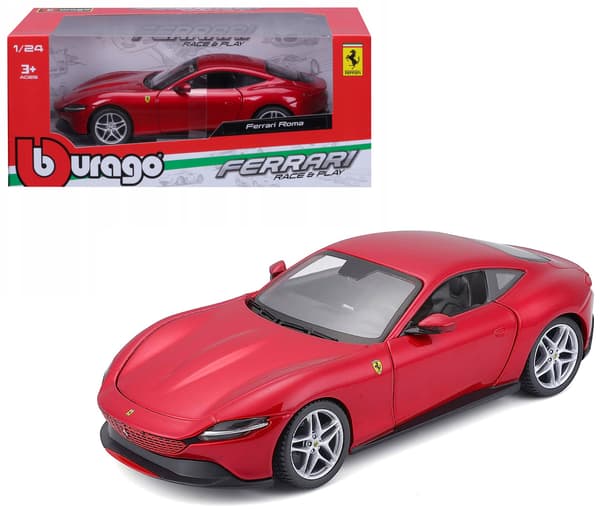 *BBURAGO metall. 1:24 FERRARI ROMA, Röd, kart.