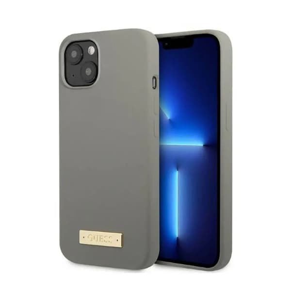 Guess GUHMP13MSPLG iPhone 13 6.1\" Grå/Grå Hardcase Silikone Logo Plade MagSafe