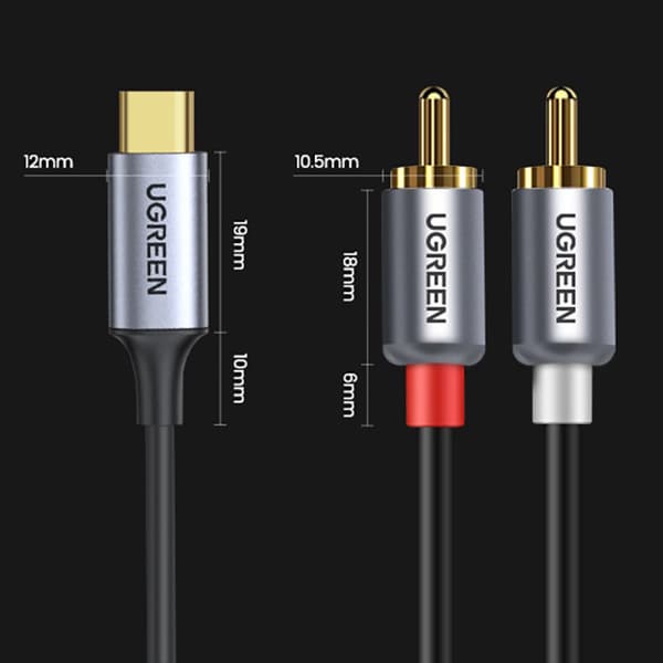 Ugreen Ljudkabel USB Typ C (hane) - 2RCA (hane) 1,5 m grå (20193 CM451)
