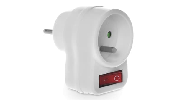 Pistorasia 2P+Z 230V 10A valkoinen BASIC kytkimellä