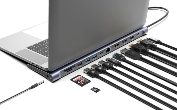 Manhattan AV-adapter MANHATTAN Dockningsstation 12-i-1 4K 1xHDMI 2xDP 3xUSB-A