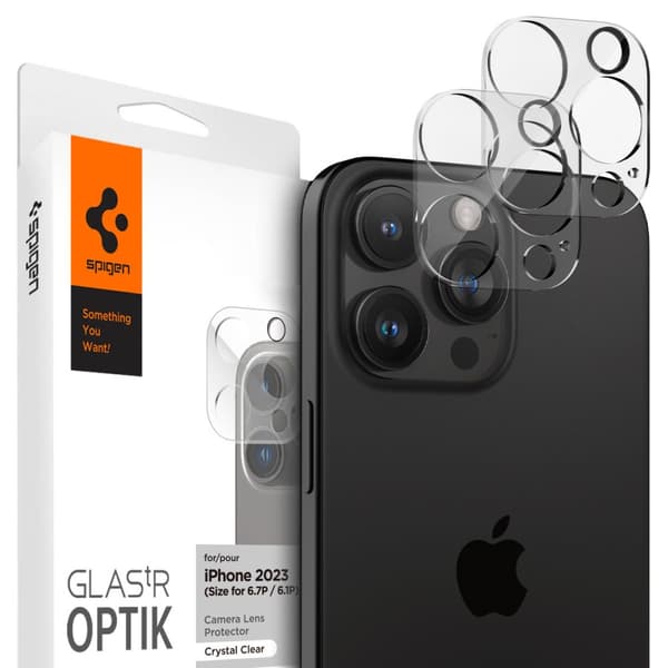 KAMERAN SUOJA SPIGEN OPTIK.TR CAMERA PROTECTOR 2-PACK IPHONE 14 PRO / PRO MAX / 15 PRO / PRO MAX / 16 PRO / PRO MAX CRYSTAL CLEAR