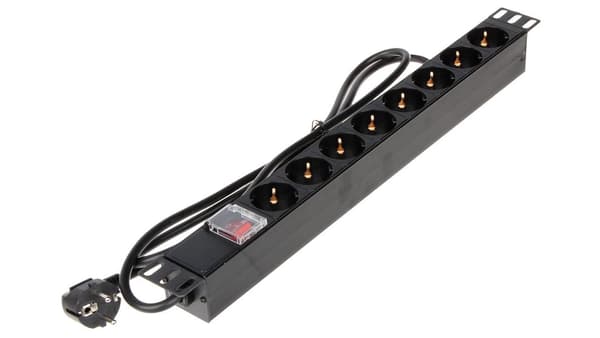 Delta strømskinne 19\" 1U 8x Schuko (PD-8/RACK-N)