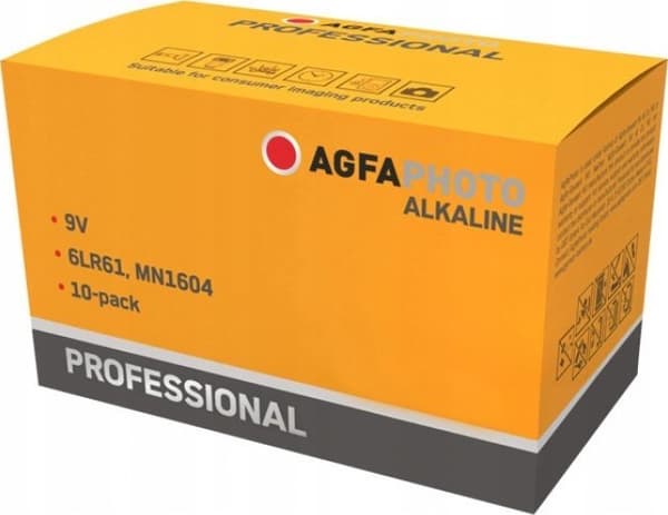 AgfaPhoto Professional Alkaline -paristo -9V E-Block 10 kpl