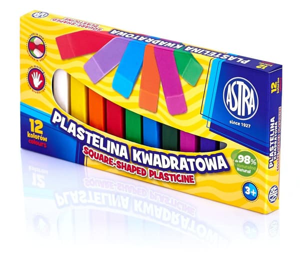 Plastilin firkantet 12 farver ASTRA