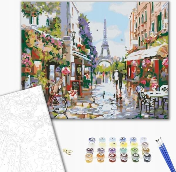 Målning efter BRUSHME-nummer, 40x50 cm, lunch i Paris, 1 st.