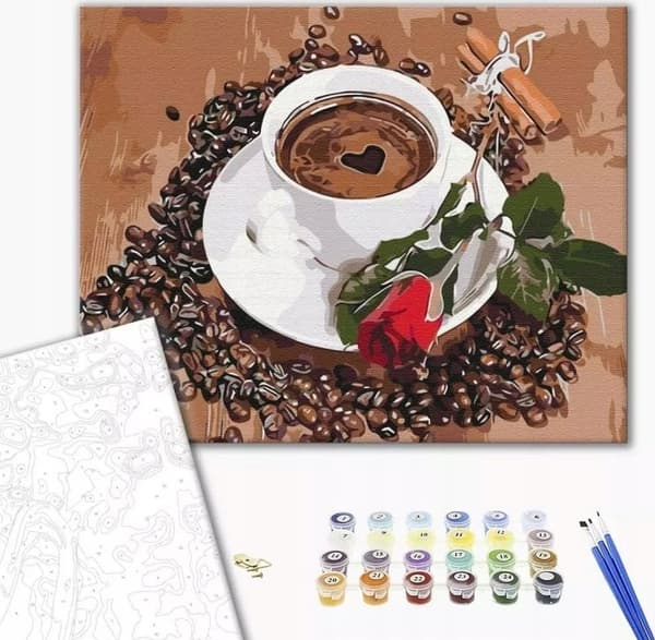 Ideyka Målning efter nummer BRUSHME, 40x50 cm, kaffe med en touch av romantik, 1 st