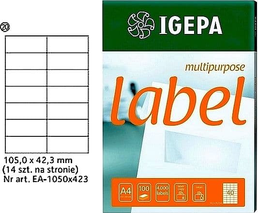 Igepa A4 IGEPA ETIKETTER 105 X 42,3 MM VIT (100)