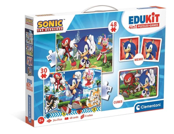 Puslespil 48 + 36 + Memo + 6 Byggeklodser Edukit Sonic