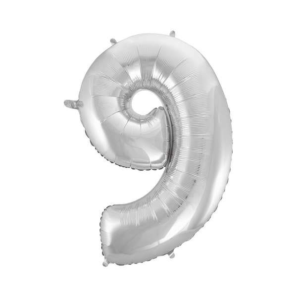 Folieballong \"Nummer 9\", silver, 92 cm p10