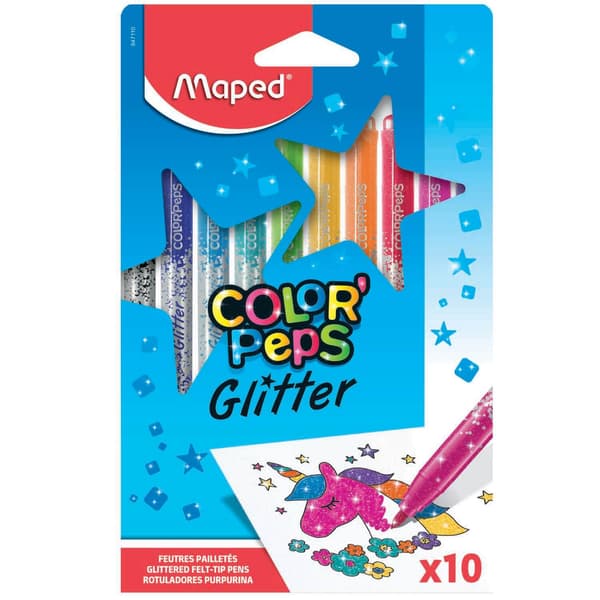 Glitterfiltpennor 10 färger MAPED