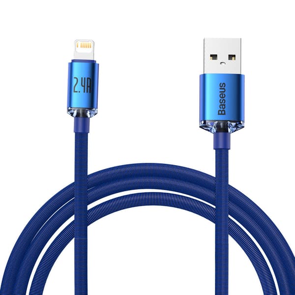 Baseus Lightning Crystal Shine Cable Series Hurtigopladningsdatakabel 2.4A 2m Blå (CAJY000103)