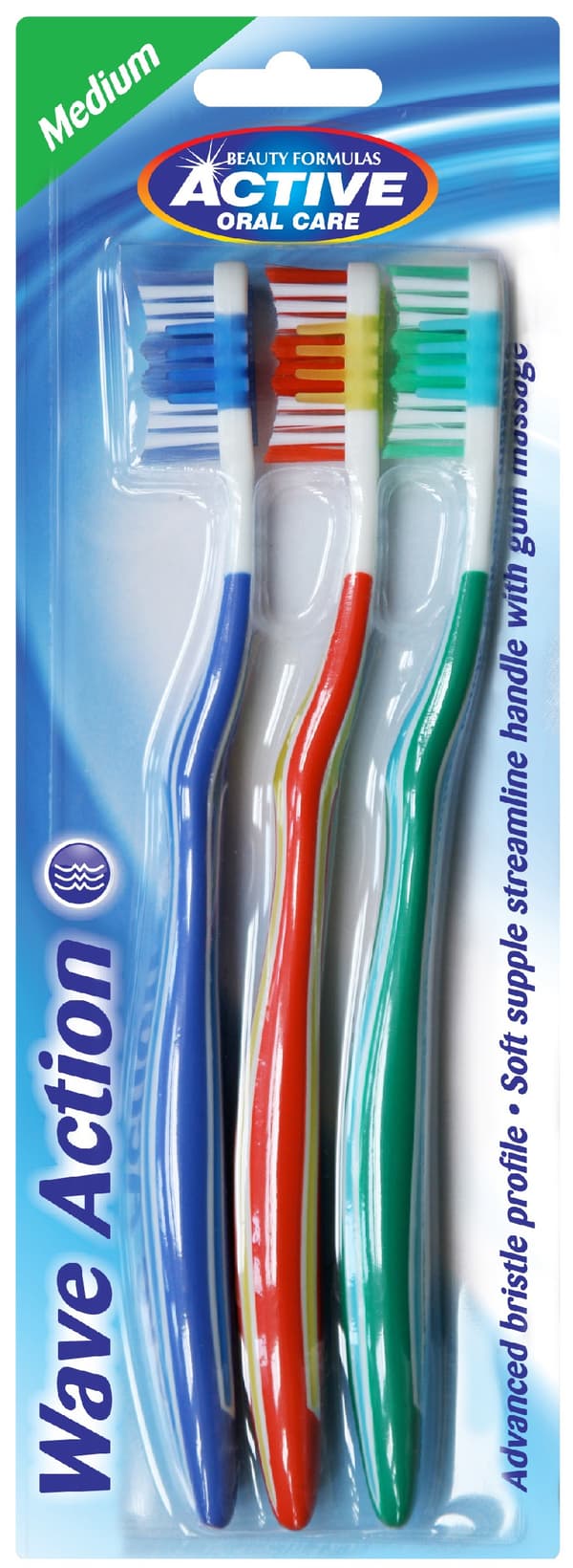 Active Oral Care Tandbørste Wave Action Medium 3 stk