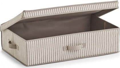 Zeller Förvaringslåda med lock \"Stripes\", non-woven, maräng