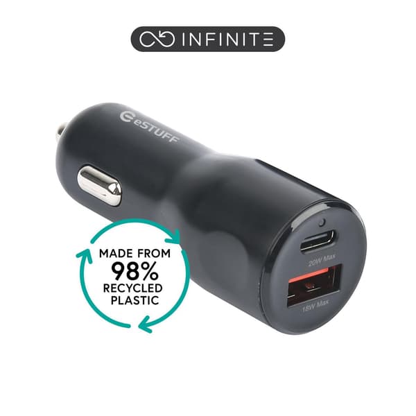 eSTUFF INFINITE Biloplader 38W. 1 x USB-C + 1 x USB-A