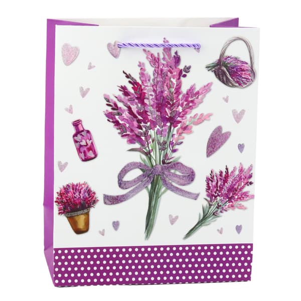Lavendel Papir Gavepose Glitter Elementer 23 x 18 x 10.5 cm