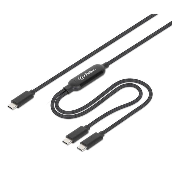 MANHATTAN Kaksi USB-C-latauskaapelia 100 W 2 m musta