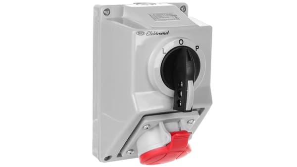 Installationssæt 5P 16A stikkontakt med afbryder L-O-P IP54 C16-48N