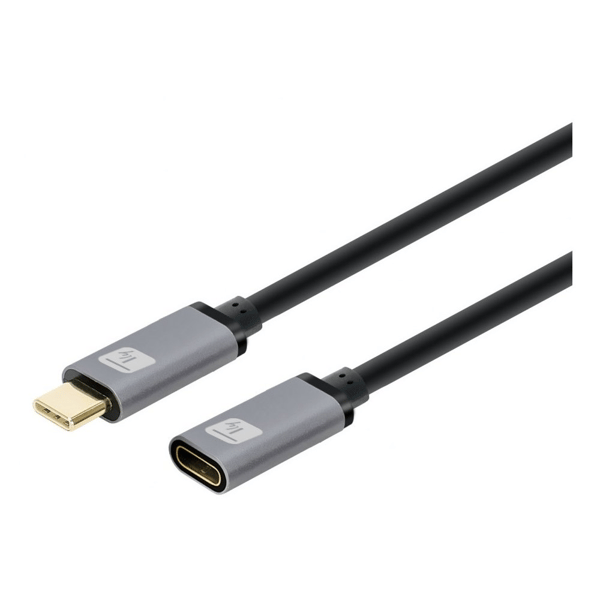 TECHLY Preloser-kaapeli USB-C 3.2 Gen2 M/F 1m 100W 5A Musta