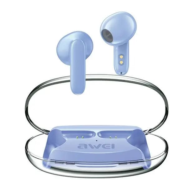AWEI BLUETOOTH HOVEDTELEFONER 5.3 T85 ENC TWS + BLÅ / BLÅ DOCKINGSTATION