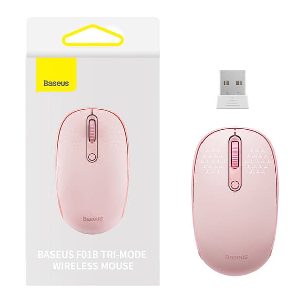 Langaton hiiri Baseus F01B Tri-mode 2.4G BT5.0 1600 DPI (pinkki)