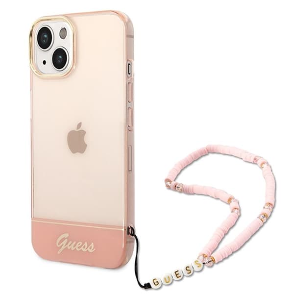 Guess GUHCP14MHGCOHP iPhone 14 Plus 6,7\" rosa/pink hardcase Translucent Pearl Strap