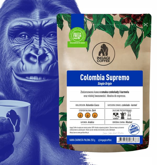 Ingagi Coffee Colombia Supremo Hela Kaffebönor 250g