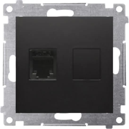 Kontakt-Simon Simon 54 Enkelt telefonstik RJ12 (modul) mat sort DT1.01/49