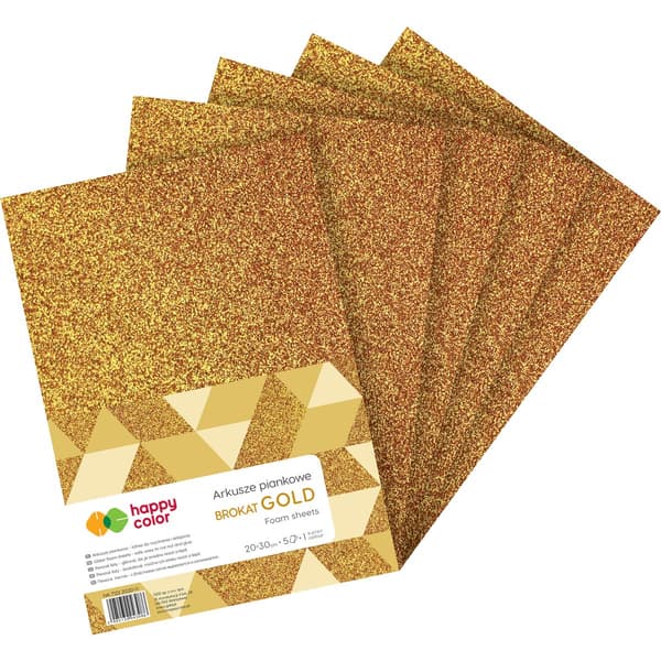Skumplader A4 5 stk. glitter guld HAPPY COLOR