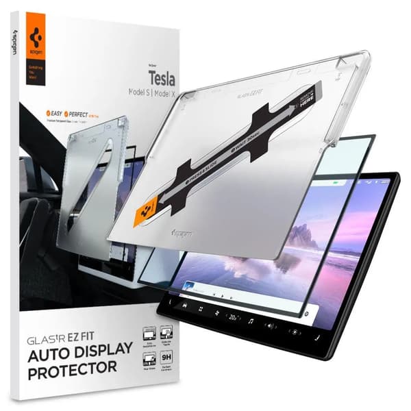 Spigen Glas.tR EZ Fit hærdet glas til Tesla Model X 2022 / Model S 2021 – Sort