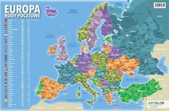 Skrivebordsunderlag - Europa Postnumre