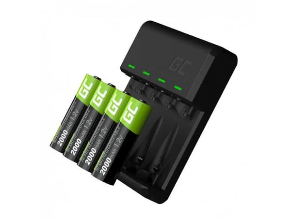 VitalCharger laturi + 4x AA-paristoa 2000mAh