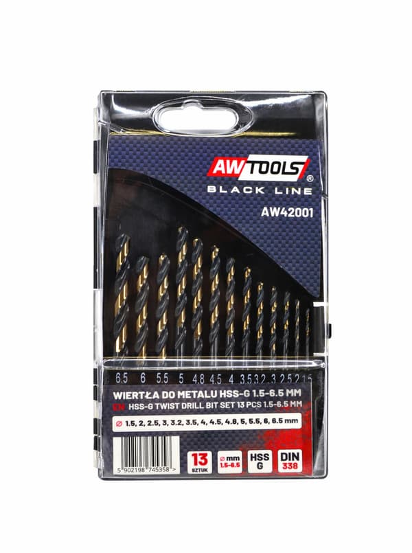 AWTOOLS METAL BORE HSS M2 SÆT 13stk/1.5 - 6.5mm/ PREMIUM